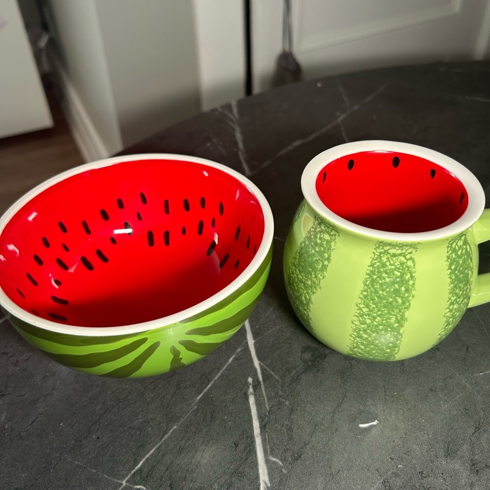 Watermelon bowl and mug set